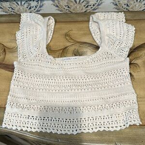 Crochet Cream Crop top- M